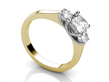 Yellow and White gold trilogy rings MY53 profile view