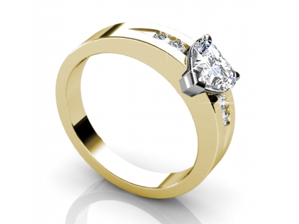 Heart shape Diamond ring yellow gold SAY04 profile view