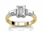 Emeraled diamond trilogy ring SAY09 yellow gold raised view 