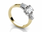 Emeraled diamond trilogy ring SAY09 yellow gold profile view 