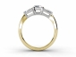 Emeraled diamond trilogy ring SAY09 yellow gold through finger view  