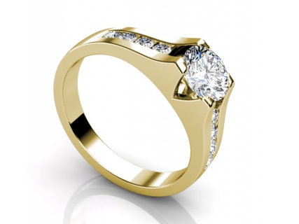 Yellow Gold SAY29 Ring Round Diamonds profile view 