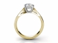 Yellow Gold solitaire ring diamonds in shoulders SAY39 through finger view 