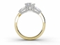 Diamond Yellow and white Gold Trilogy ring SAY49 through finger view 