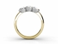 Bezel yellow and white gold trilogy rings MY55 through finger view