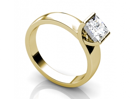 gold solitaire rings SYP51 proflie view