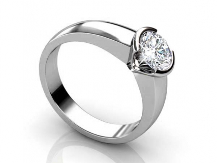 half rub-over setting diamond ring SPAR17 profile view