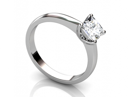 Solitaire ring Profile view diamond princess cut SPP46