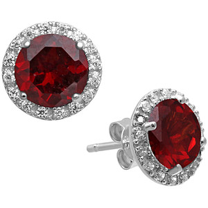 garnet diamond halo earring